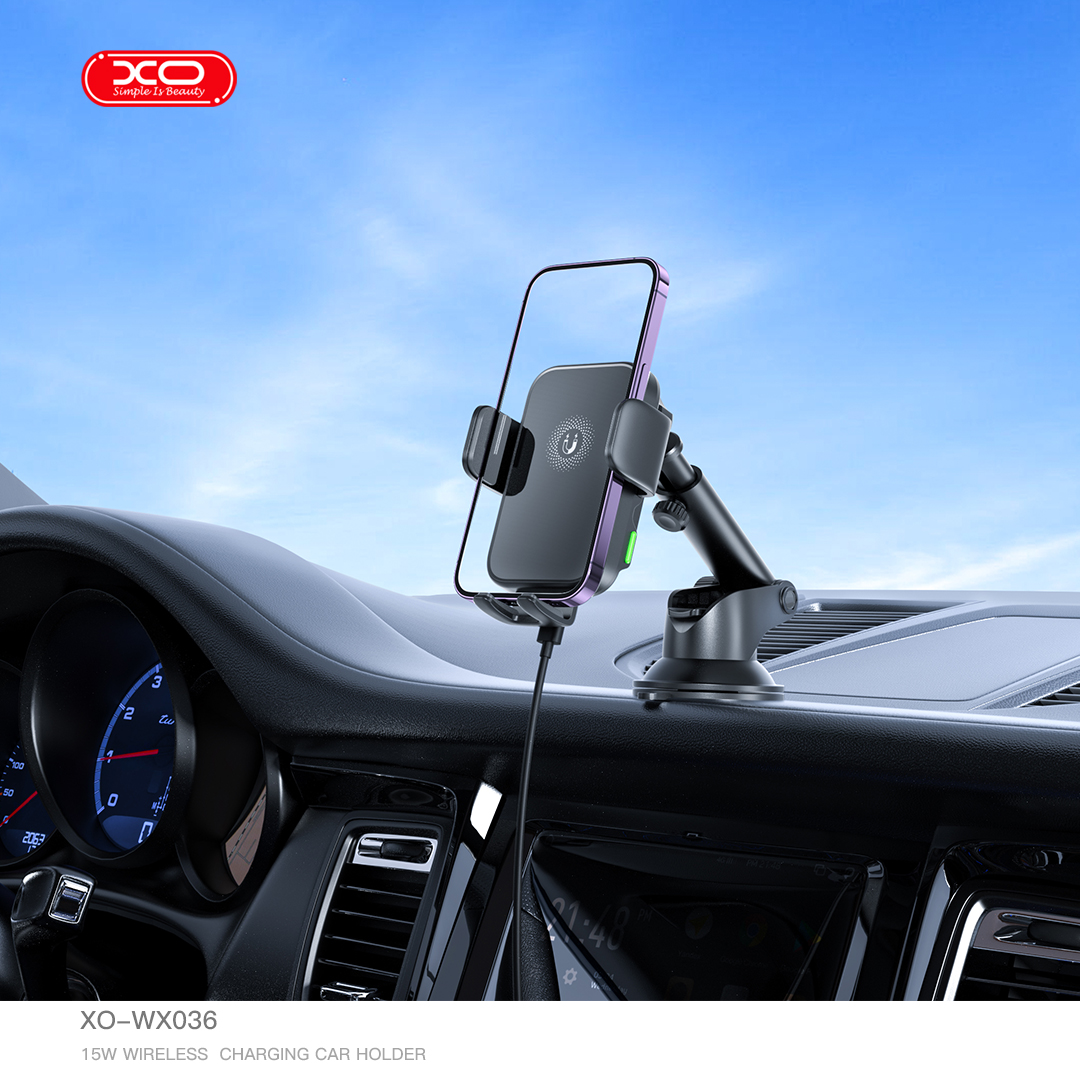 XO car holder WX036 with wireless inductive charger black 15W with 